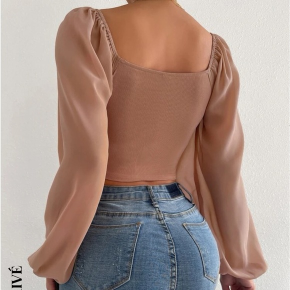 SHEIN drawstring lantern sleeve crop top - Picture 2 of 2